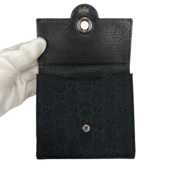 Gucci Compact Wallet Bifold Wallet Black GG Canvas GG Pattern - Picture 4 of 14